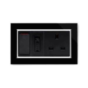 Retrotouch Crystal CT Switched Fused Spur with 13A Unswitched Socket (Black CT)