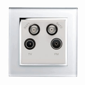 Retrotouch Crystal  Tv -Radio - Sat1 - Sat2 Quad Outlet (White CT)