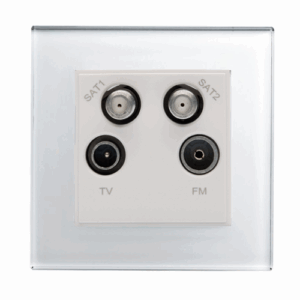 Retrotouch Crystal Tv - Radio - Sat1 - Sat2 Quad Outlet (White PG)