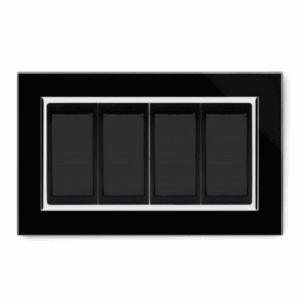 Retrotouch Crystal 4 Gang 2 Way Double Plate (Black CT)