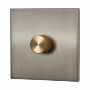 Retrotouch Aura Single Dimmer Switch - Brushed Nickel With Bronze Knob