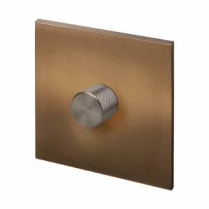 Retrotouch Aura Single Dimmer Switch - Brushed Bronze With Nickel Knob