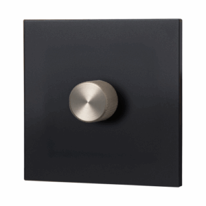 Retrotouch Aura Single Dimmer Switch - Matt Black With Nickel Knob