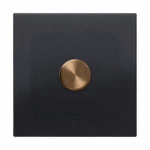 Retrotouch Aura Single Dimmer Switch - Matt Black With Bronze Knob