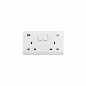 Saxby Electrical Curved Edge 13a 2g Dp Switched Socket With 45w Usb A+c