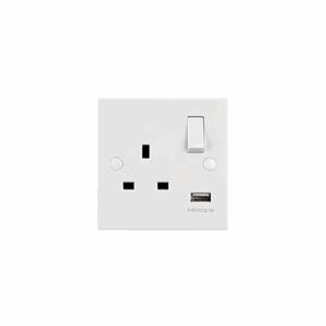 Saxby Electrical Square Edge 13a 1g Sp Switched Socket With 2.1v Usb