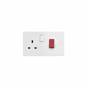 Saxby Electrical Square Edge 45a Dp Cooker Switch With 13a Socket