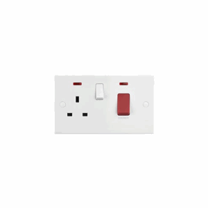 Saxby Electrical Square Edge 45a Dp Cooker Switch With 13a Socket With Neon