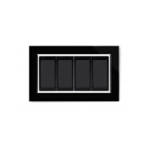 Retrotouch Crystal CT 4 Gang 4xIntermediate Double Plate (Black CT)