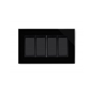 Retrotouch Crystal Glass 4 Gang 20A DP Switch (Black PG)