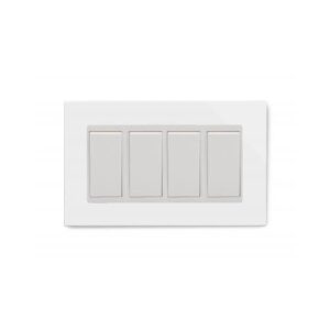 Retrotouch Crystal Glass 4 Gang 20A DP Switch (White PG)