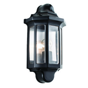 Traditional Half Wall Lantern Satin Black IP44 Optional PIR
