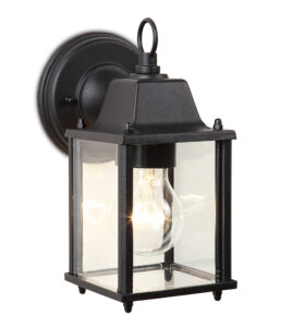Lutec Abbey IP23 E27 Wall Light Black