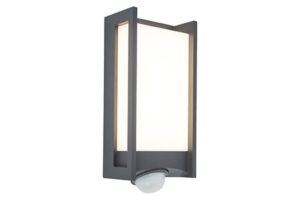 Lutec Qubo PIR IP54 Integrated LED 14W 3000K Wall Light Dark Grey