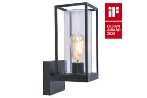 Lutec Flair IP44 E27 Wall Light Matt Black