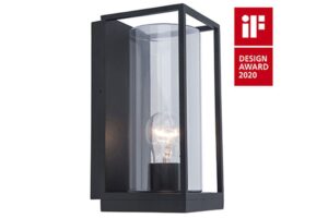 Lutec Flair IP44 E27 Wall Light Matt Black