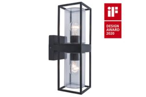 Lutec Flair IP44 E27 Wall Light Matt Black