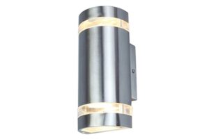 Lutec Focus IP44 2X GU10 Wall Light Stainless Steel