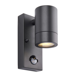 Saxby Palin 1lt PIR IP44 Outdoor Wall Light 7W GU10 - Anthracite