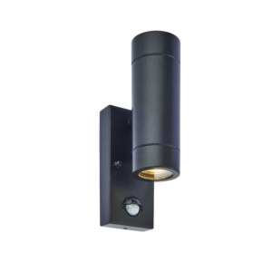 Saxby Palin Wall Light PIR 2lt IP44 7W - Black