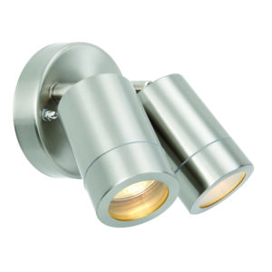 Saxby Palin 2lt Dimmable IP44 Spotlight 2x7W GU10 - Stainless Steel