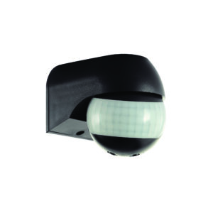 Adjustable Wall PIR Security Sensor IP44 Black/White - Black