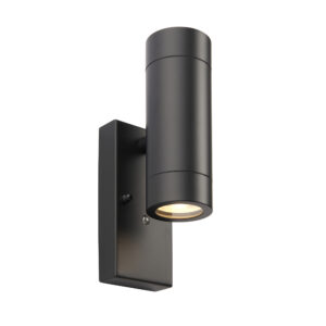 Saxby Palin 2lt Photocell IP44 Wall Light 2x7W GU10 - Black