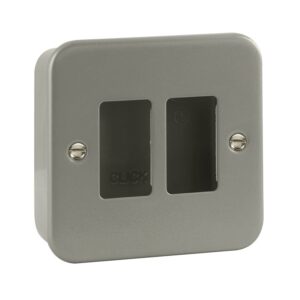 Click Metal Clad 2 Gang GridPro Frontplate & Back Box (No Knockouts)