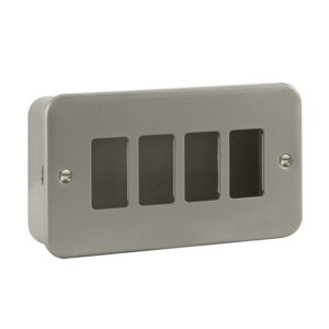 Click Metal Clad 4 Gang GridPro Frontplate & Back Box (No Knockouts)