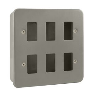 Click Metal Clad 6 Gang GridPro Frontplate & Back Box (No Knockouts)