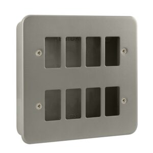 Click Metal Clad 8 Gang GridPro Frontplate & Back Box (No Knockouts)