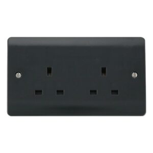 Click Mode 13A 2 Gang Unswitched Socket Outlet Anthracite Grey