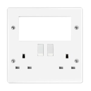 Click Mode 2 Gang 3 Pin Safety Shutter Switched Socket With Quad New Media Apertures