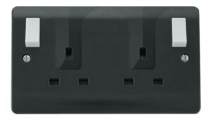 Click Mode 13A 2G Dp Outboard Switched Locating Plug Socket (Twin Earth) Anthracite Grey