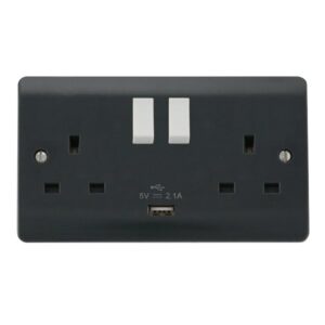 Click Mode 13A 2 Gang Switched Socket With 2.1A Usb Outlet (Twin Earth)