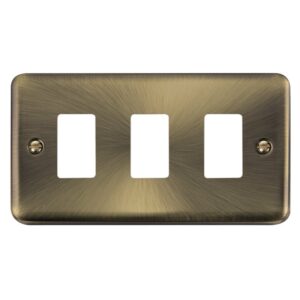 Click Deco Plus 3 Gang GridPro Frontplate Antique Brass
