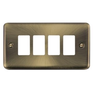Click Deco Plus 4 Gang GridPro Frontplate Antique Brass