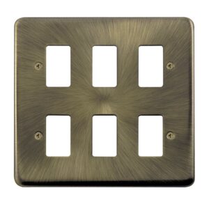 Click Deco Plus 6 Gang GridPro Frontplate Antique Brass