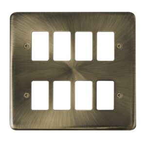 Click Deco Plus 8 Gang GridPro Frontplate Antique Brass