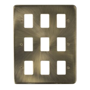 Click Deco Plus 9 Gang GridPro Frontplate Antique Brass