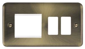 Click Deco Plus Hotel Accessory Plate 2 Gang GridPro Frontplate With Twin New Media Aperture