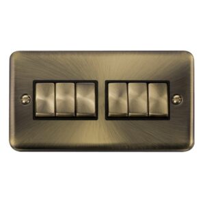Click Deco Plus 10Ax Ingot 6 Gang 2 Way Plate Switch