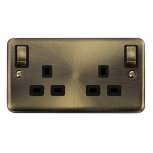 Click Deco Plus 13A 2Gang Outboard Switch Skt Dp Ab Bk