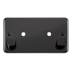 Click Deco Plus 2 Gang Dimmer Plate & Knobs (1630W Max) 2 Apertures