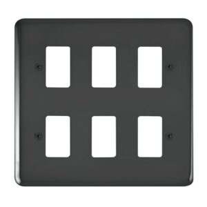 Click Deco Plus 6 Gang GridPro Frontplate Black Nickel