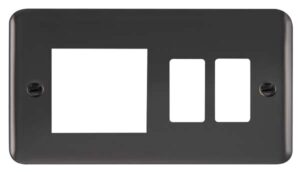 Click Deco Plus Hotel Accessory Plate 2 Gang GridPro Frontplate With Twin New Media Aperture