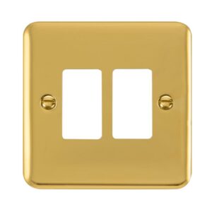 Click Deco Plus 2 Gang GridPro Frontplate Polished Brass