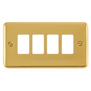 Click Deco Plus 4 Gang GridPro Frontplate Polished Brass