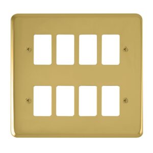Click Deco Plus 8 Gang GridPro Frontplate Polished Brass