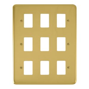 Click Deco Plus 9 Gang GridPro Frontplate Polished Brass